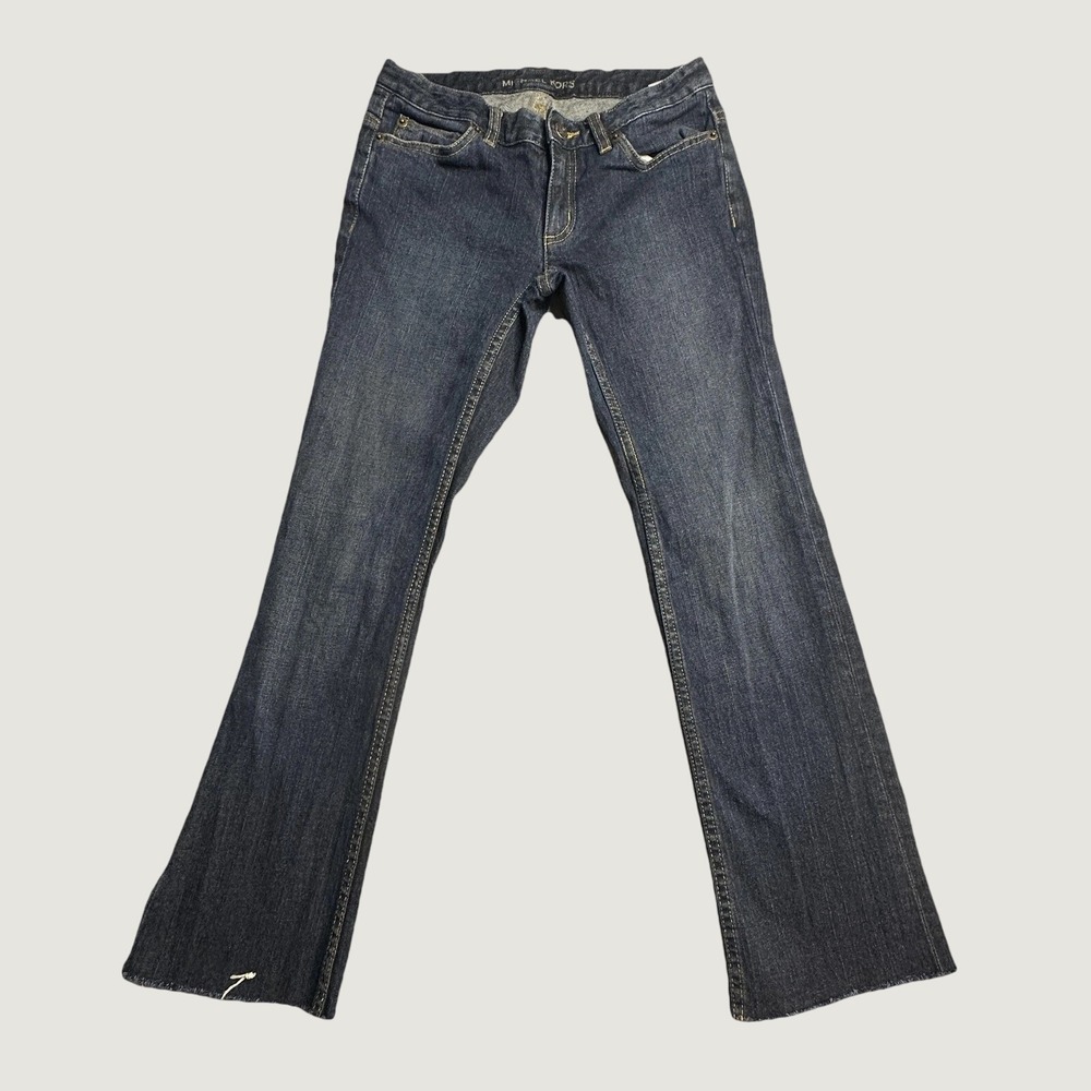 Michael Kors Jeans Womens 26 Straight Leg Dark Wash Raw Hem Stretch Denim